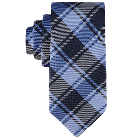 Tommy Hilfiger Men Toby Plaid Tie Navy/Blue - Picture 1 of 1